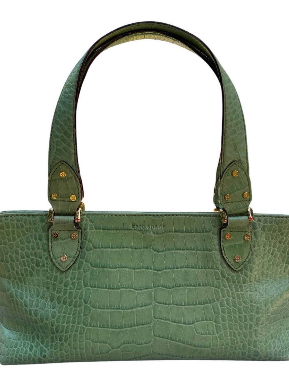 kate spade Green Croc-Embossed Shoulder Bag with Gold Hardware